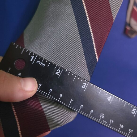 Robert Talbott Handmade Striped Silk Tie Burgundy & Gray 3" Width vintage - Picture 5 of 5